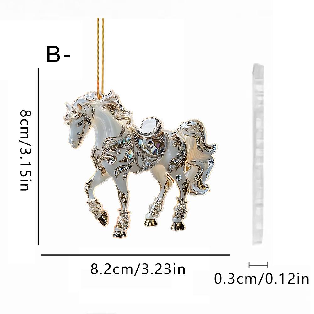 Running Horse Acrylic Decorative Pendant Holiday Christmas Tree 2026 New Year 2D Flat Xmas Pendant Ornament Party Supplies