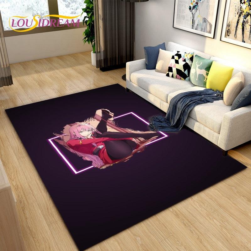 Zero Two DARLING In The FRANXX Anime Area Rug,Carpet Rug for Living Room Bedroom Sofa Doormat Decoration, Kid Non-slip Floor Mat