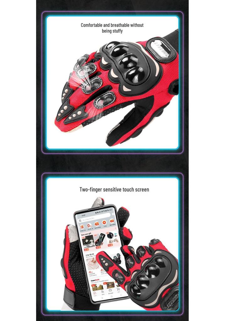All-Season Motorcycle & Bicycle Touchscreen Gloves: Non-Slip, Anti-Fall, Full Finger for Men & Women