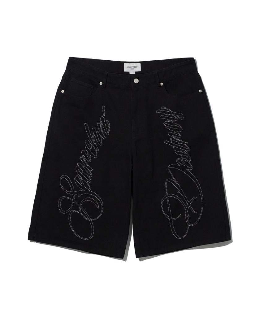 CRITIC Lettering Bermuda Pants Black