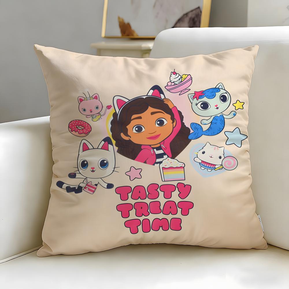 Classic Cartoon Gabby's Dollhouse Cushion Cover Soft & Easy-Wash Pillow Case – Versatile for Couch, Bed, Travel and Office