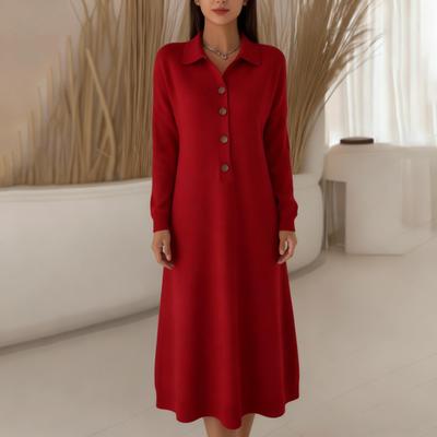 Ladies' Fashionable Casual Solid Color Long Sleeved Dress