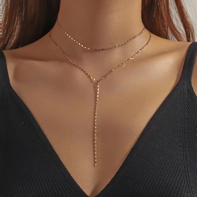 Женское многослойное Y-образное золотое колье - Модный дизайн, ювелирный подарок золотой