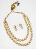 Gold-Plated  White Stone-Studded & Beaded Handcrafted Jewellery Set