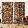 2pcsRed Maple Falling Printed Curtain for Home Decor - Rod Pocket Window Treatment for Bedroom, Office, Kitchen, Living Room
