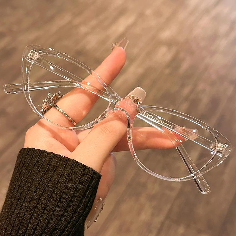 New Leisure Versatile Plain Glasses Retro Cat Eye Ultra Light Durable and Comfortable Unisex Blue Light Blocking Eyeglasses