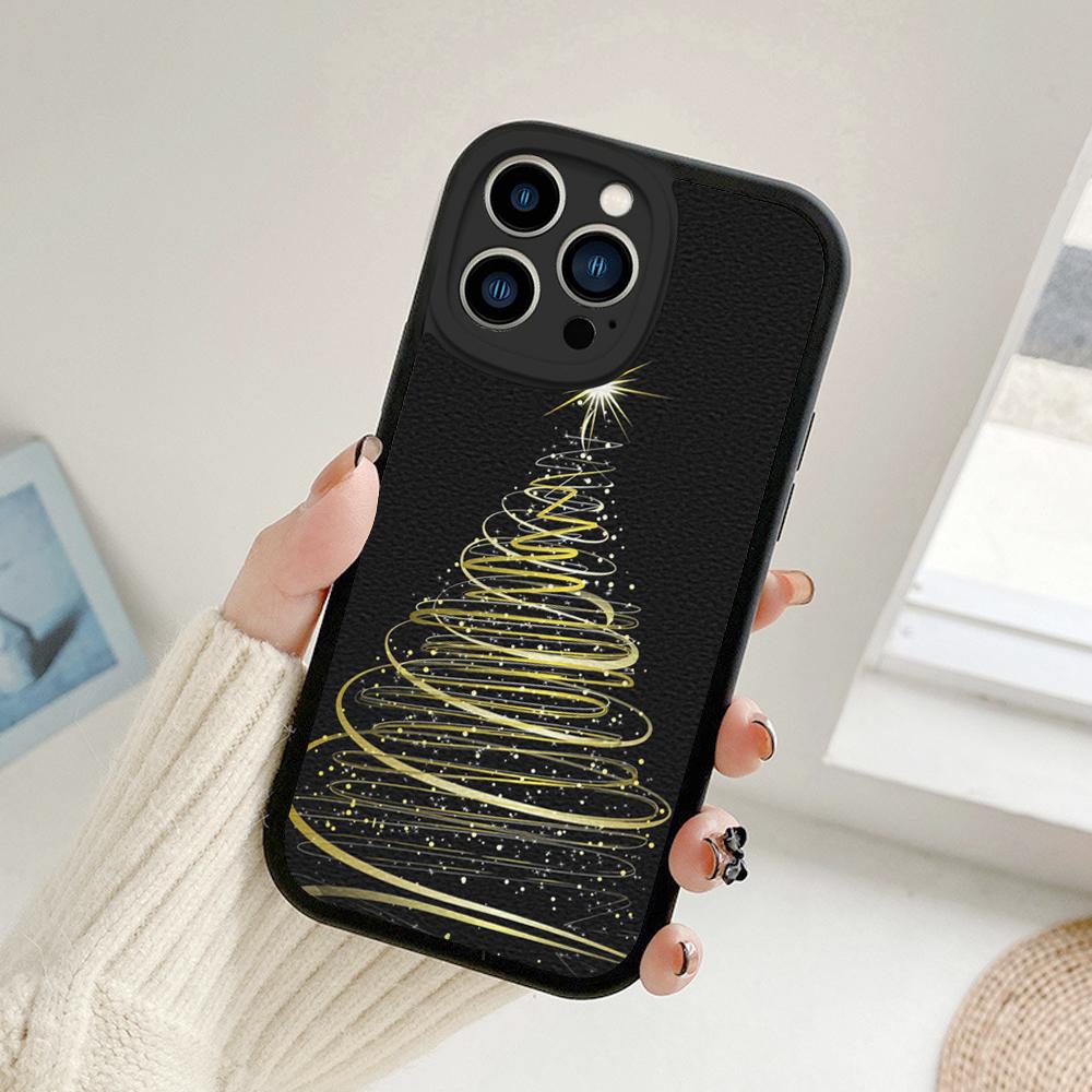 Fröhlicher Weihnachtsbaum Hirsch Handyhülle für Iphone 14 13 11 12 Pro MAX 13 12 MiNi 7 8plus 14 13 11PRO X XS 12 11 XR Lammfellhüllen