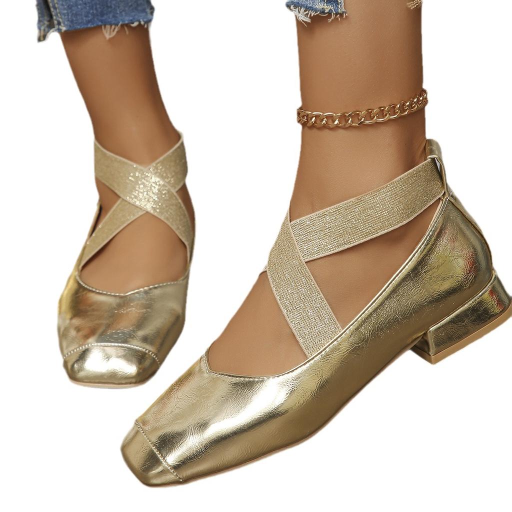 Women's Shoes Party Performance Slip-on  New Spring Autumn Solid Color Square Head Outdoors Ballerina Shoes for Female