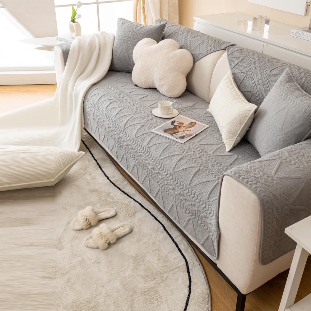 Vier Jahreszeiten Universal Einfarbig Sofamatte Einfach Gesteppt Bequem Atmungsaktiv Sofaservietten Weich Rutschfest Staubdicht Sofabezug