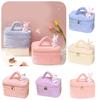 Portable Plush Toiletry Bag For Women With Multiple Compartments And Easy-to-use Dual Zipper