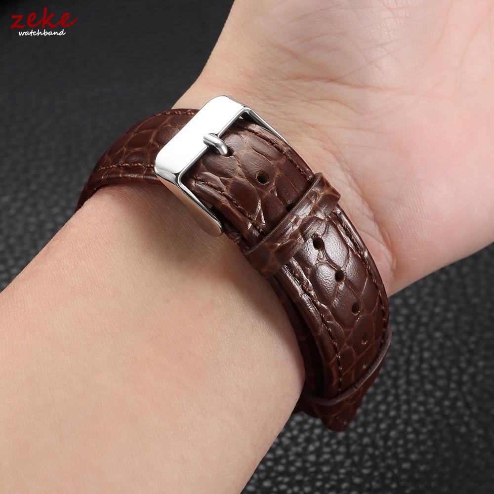 Crocodile Pattern Design Leather Watch Strap 18mm 19mm 20mm 21mm 22mm Soft Watchbands Business Wristwatch Band with Pin Buckle