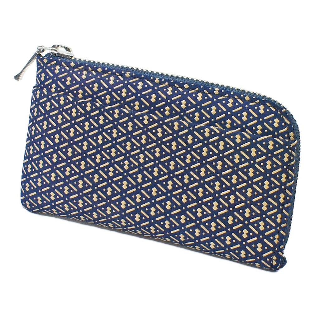 Indenya Inden Coin Purse F Coin Purse 05 Deerskin Navy X White Lacquer Gourd Pattern 1005-14-007