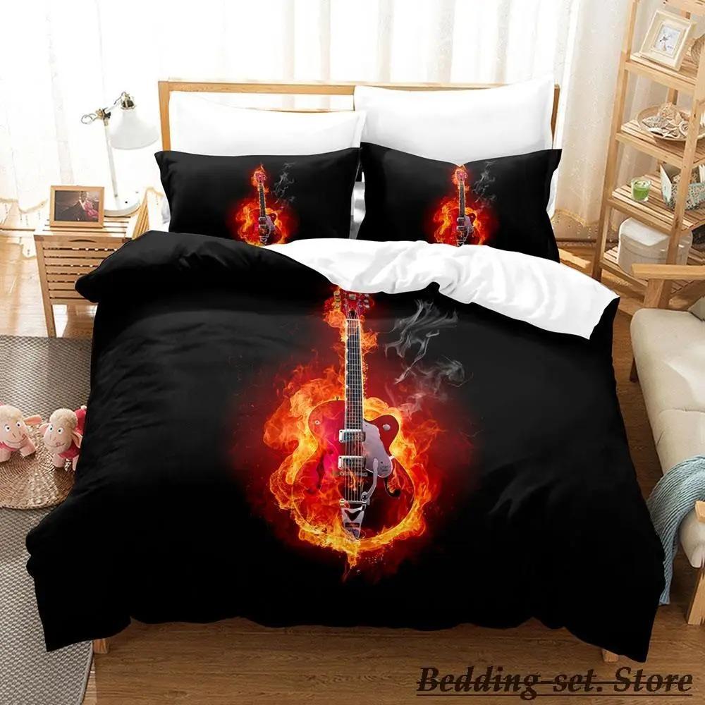 Fire Guitar Bedding Set Single Twin Full Queen King Size Bed Set Adult Kid Bedroom Duvetcover Sets Anime Parure De Lit Bed