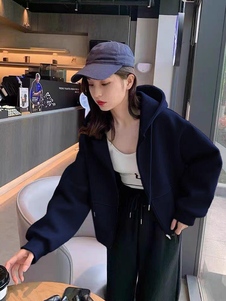 Spring/Autumn Korean Oversized Velvet Hoodie Cardigan - Stylish Zipper Sweatshirt