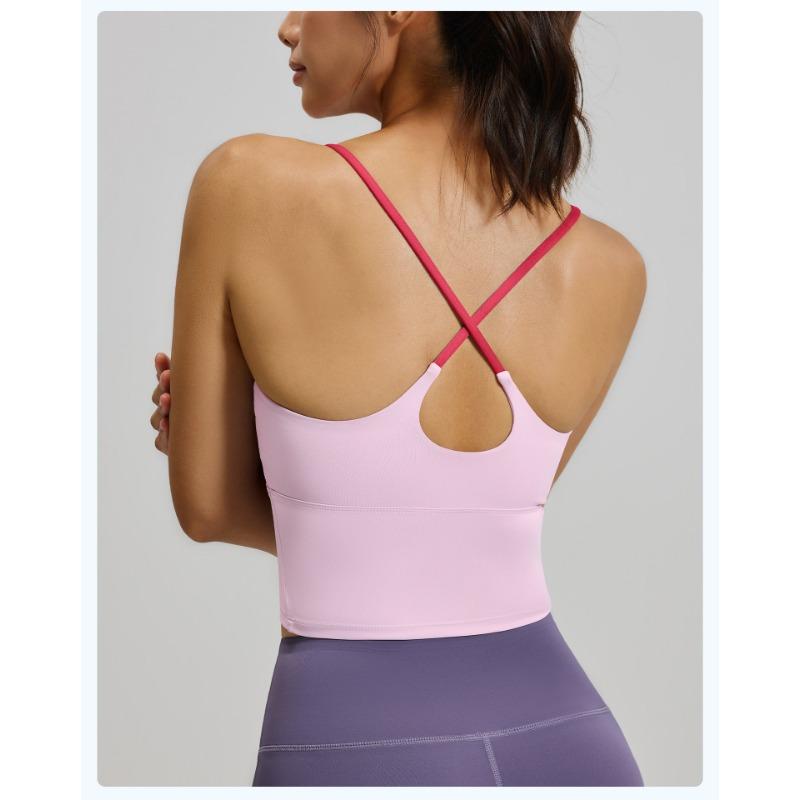 Women Thin Strap Padded Sports Bra Beauty Back Yoga Fitness Vest