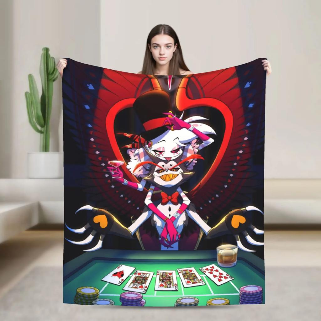 HHazbin Hotel Alastor Blanket Soft Funny Plush Throw for Outdoor Airplane Travel Flannel Bedspread Cover
