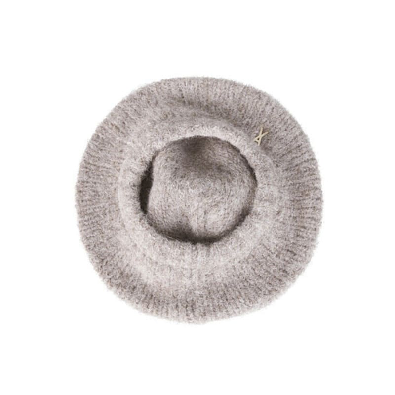 VARZAR Studded Logo Wool Knit Beret Mocha