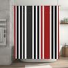 Modern Bath Shower Curtain with Bold Stripes Waterproof Fabric for Home Decor In Red Black Size 180x240cm