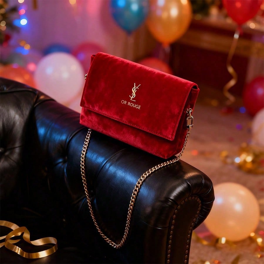 Rote Klappe Make-up Umhängetasche - Premium Leder Make-up Tasche, Luxus Aufbewahrungstasche