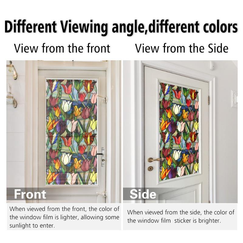 3D Laser Recyclable Window Privacy Film No-glue Window Film Decorative Protection Static Cling Stained Glass Home Sticker