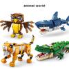 Bloques de Construcción Mecha Cocodrilo Tigre Ballena 4 en 1 Kit Transformable DIY Juguetes Educativos STEM para Niños, Modelo Animal Puzzle Regalo para Niños