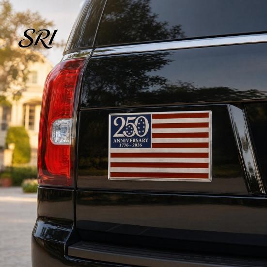 Garage Cabinet Decoration 250th Anniversary Flag Metal Emblem, Patriotic Red Blue White Auto Badge, 1776-2026 SUV Decorative Badge America 3D