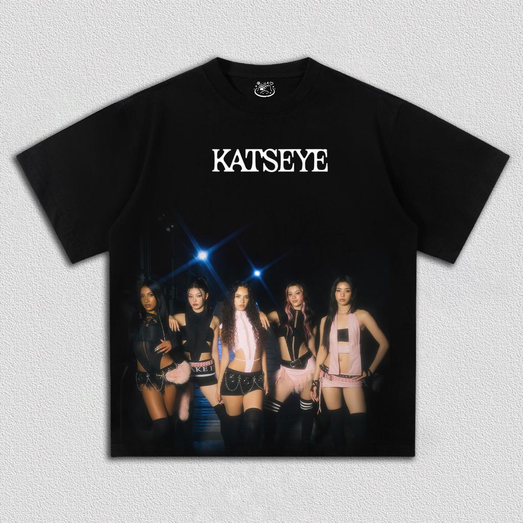 T-shirt Graphique Katseye Groupe de Filles Kpop Coréen Hommes Femmes Oversize Y2k Coton Haute Qualité Ample T-shirt Harajuku Vêtements Masculins