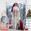2pcs 2D Flat Printing Merry Christmas Curtain Santa Claus Painting Gifts Snow Polyester Without Electricity 0 Perfect for Photo
