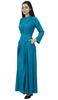Bimba Women's Long Sleeve Maxi Mandarin Collar Plain Jilbab Dress With