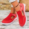 Shoes Women's Shoes Versatile Shoes Large Size Casual Shoes Flying Weaving Slope Heel Platform Shoes Velcro Mesh Women's Shoes