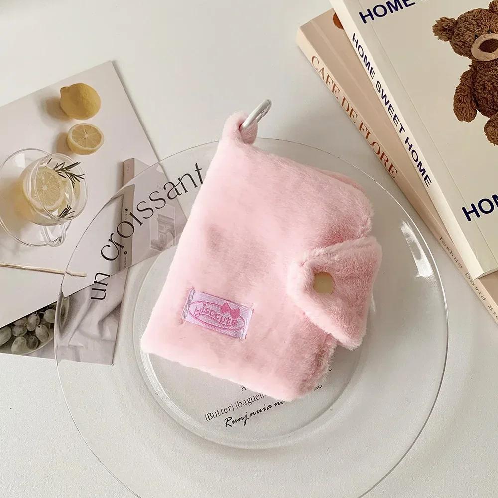 Candy Color Plush Coin Purse Coin Pouch Student Bag Pendant with Key Ring Card Wallets Girls' Headphones Data Cable Storage Bag