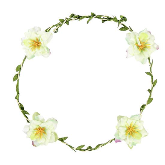 Floral Crown Women Girls Artificial Flower Headband Adjustable Bride Hair Wreath Photo Prop for Wedding Bridal Shower Cosplay Dress-up
