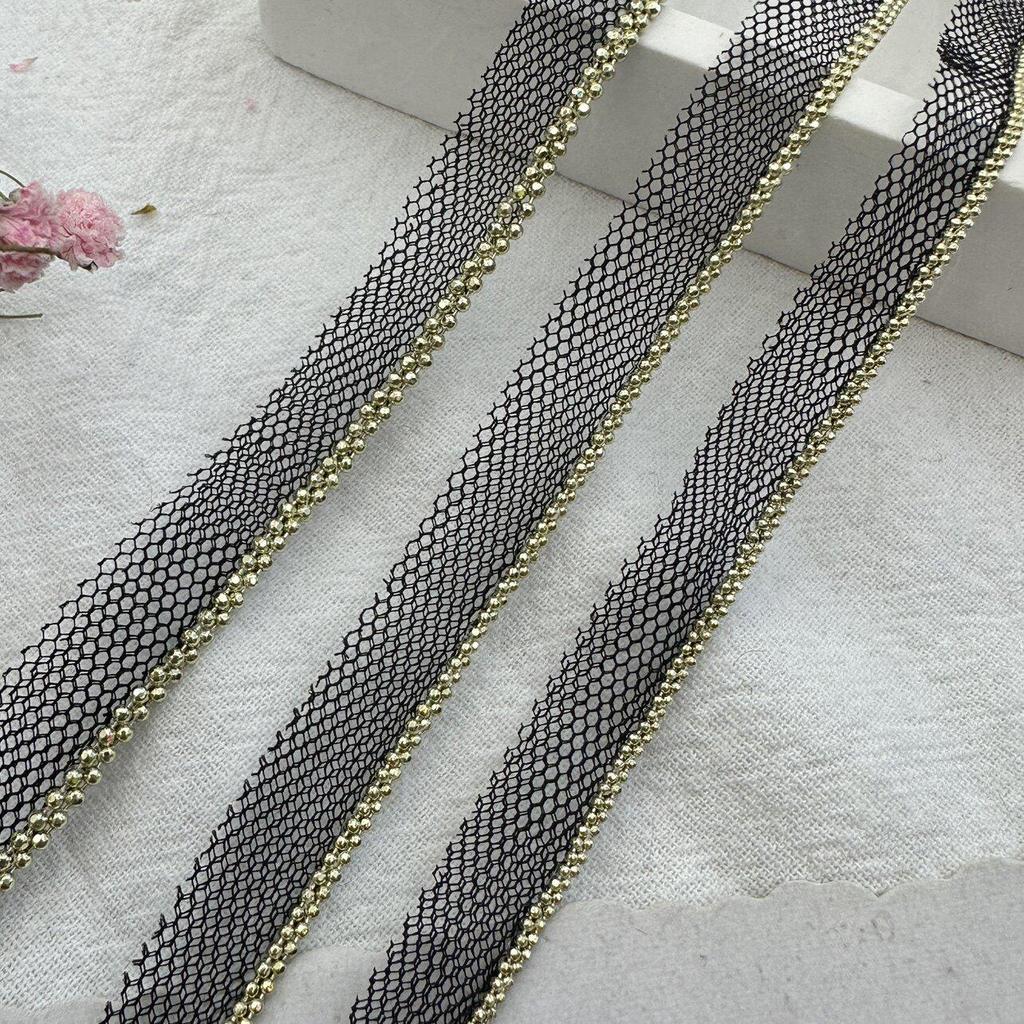 Double Row Bead Chain Metal Mesh Lace for DIY Sewing: Collar, Clothing & Pants Decoration