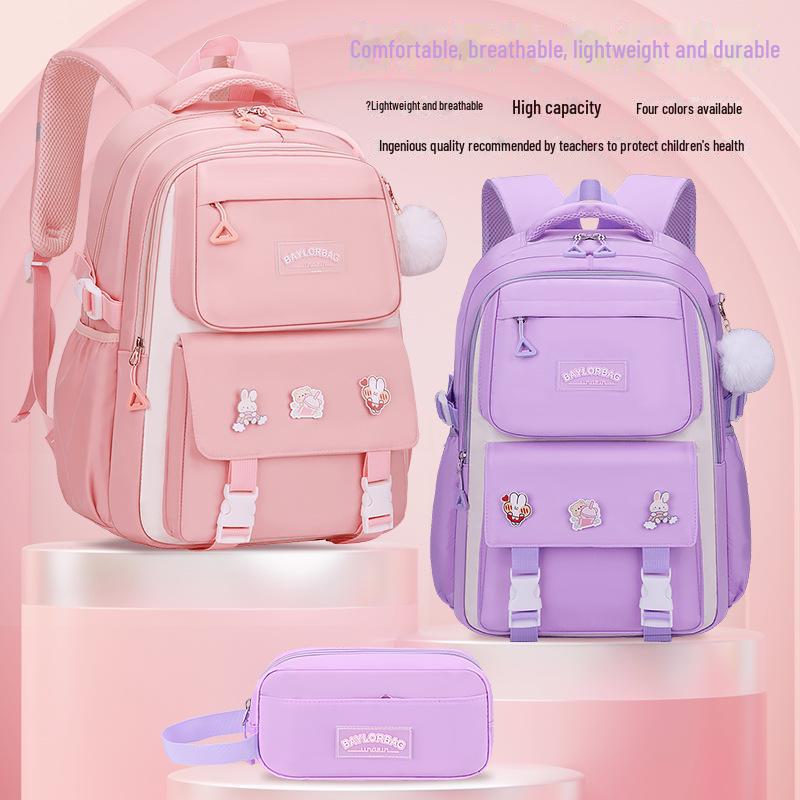 Leichter, wasserdichter Rucksack für Mädchen: Wirbelsäulenschutz, große Kapazität, für Grund- und Mittelschüler, Klassen 3–6.