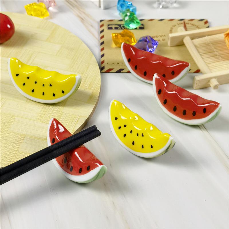 10pcs Ceramic Watermelon Dining Table Decoration Personalized Vegetable Fruit Chopstick Holder Chopstick Holder Table Pen Holder