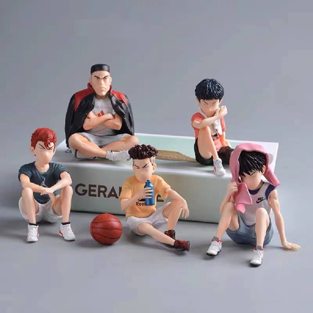 Slam Dunk Figures: Hanamichi Sakuragi, Ryota Miyagi, Hisashi Mitsui, and Kaede Rukawa. Model Toy Anime Figures, Approx. 7-8cm, Set of 5.
