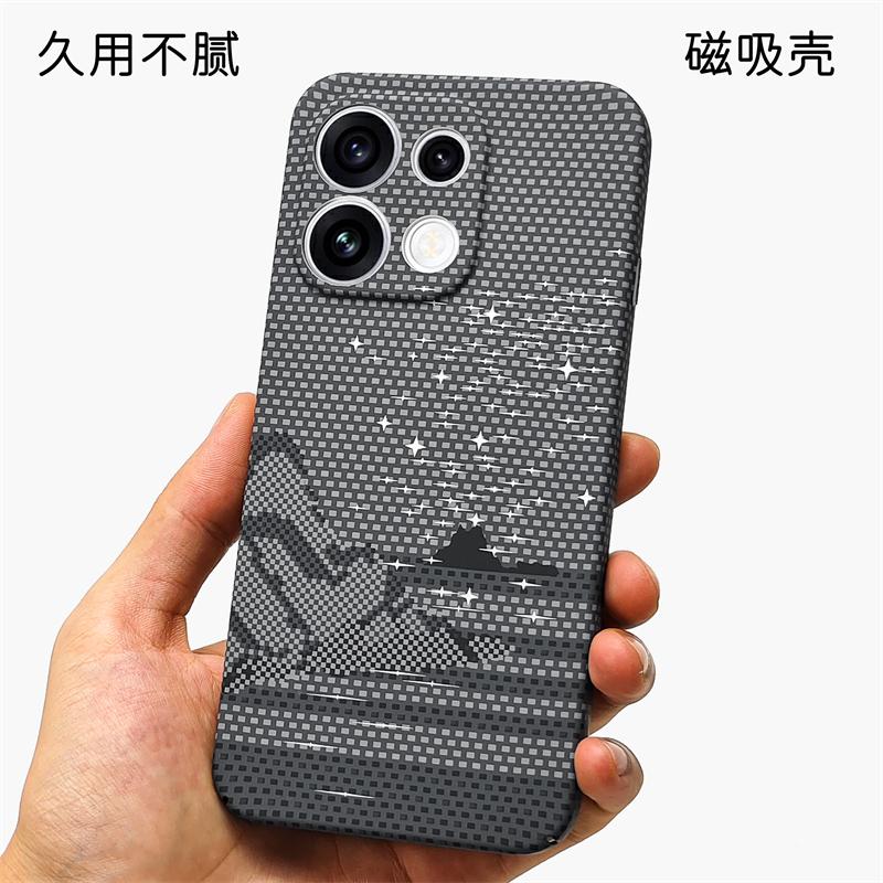 For Oppo Reno 16 F Reno16 FS 16F 5G Case For Magsafe Magnetic Carbon Fiber Striped Pattern PC Lightweight Hard Cover