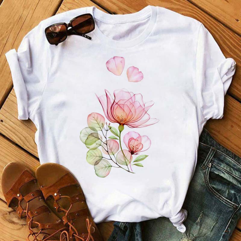 New Watercolor Floral 3D Print Women Tshirt Harajuku Streetwear Short Sleeve T Shirts Cartoon Casual Woman Tops Clothes