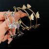 Trendy Metal Butterfly Round Hoop Earrings for Women Vintage Metal Big Circle Dangle Earrings Geometry Statement Jewelry