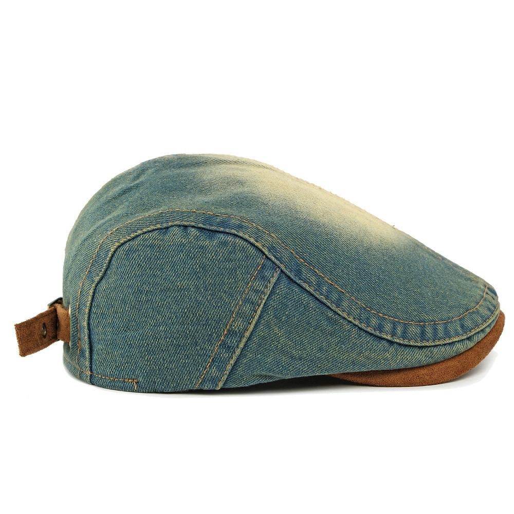 Unisex Denim Newsboy Cap - Vintage Washed Flat Cap for Casual Daily Wear (4 Color Options)