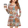 Christmas Day Girls' Long Sleeve Dress - Color Pocket Dress