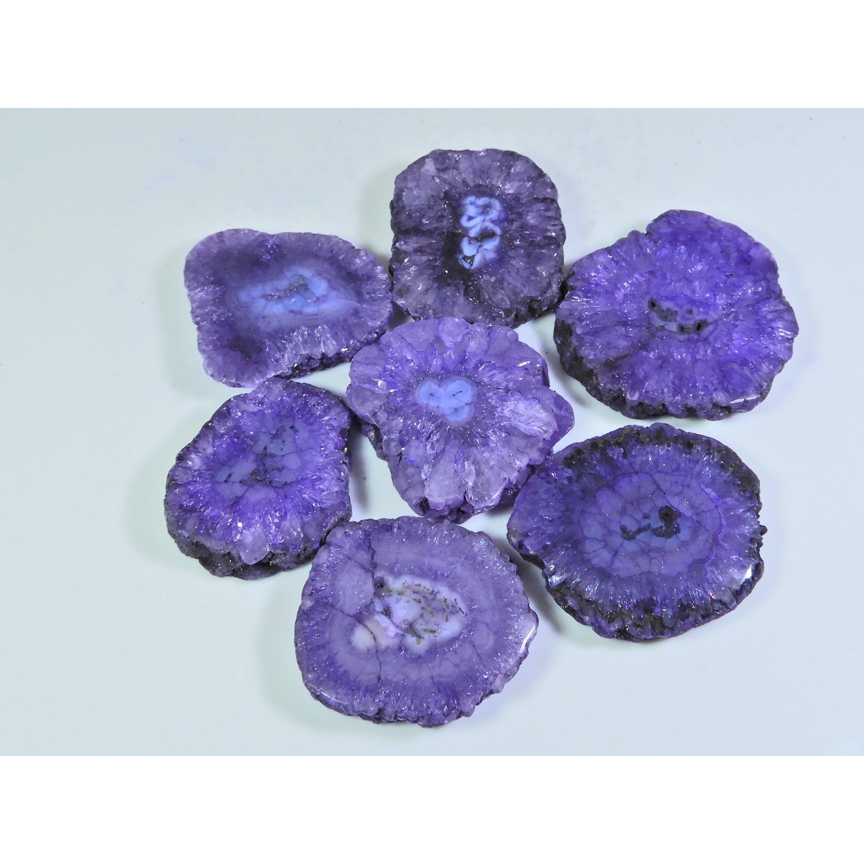 

388Cts. Dyed Solar Druzy Agate Mix Shape Cabochon Loose Gemstone 07 Pcs Lot A-693