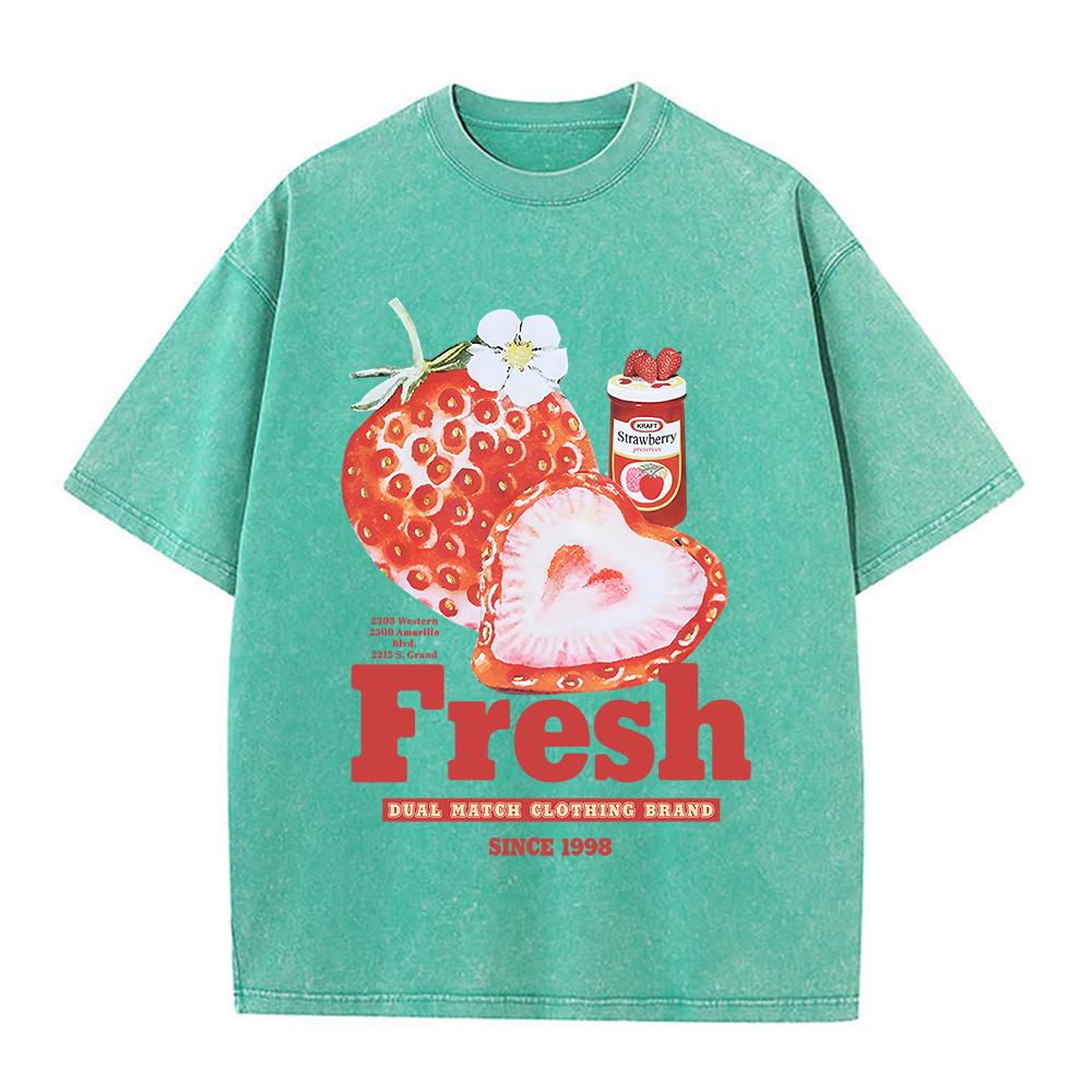 

Свежая Клубника Вымытая Ретро Снежная Футболка Мужская Креативность Пот Одежда Мода Футболка Одежда Футболки Дышащая 3XL