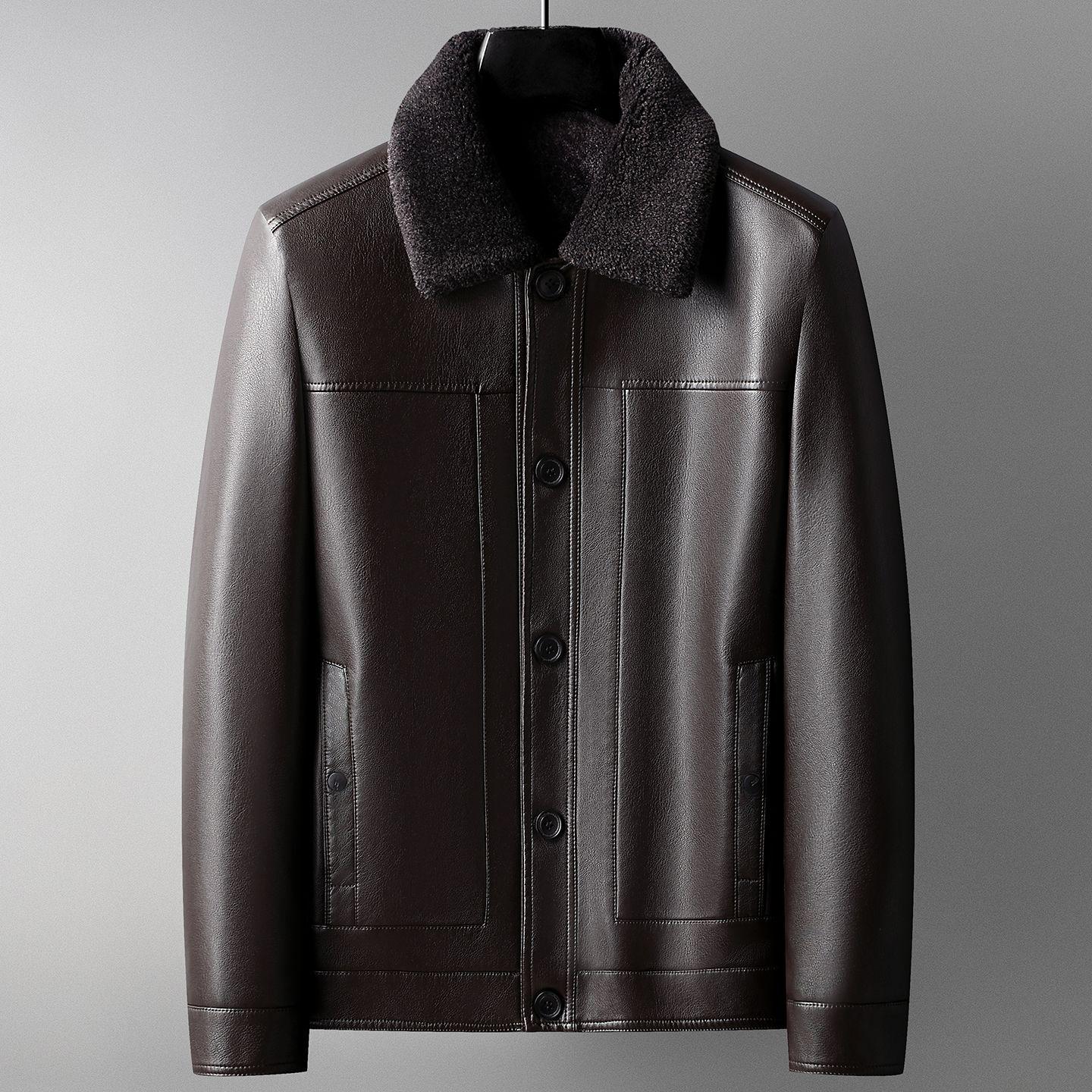 

Dad s Fur-Lined Leather Jacket: Men s Warm Winter Coat for Middle-Aged and Elderly 175 (100-120 jin)