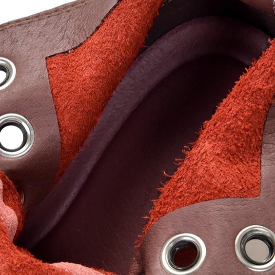 Johnature Genuine Leather Flat Platform Shoes Casual Round Toe Thick Soled Shoes Versatile Lace Up Short Boots