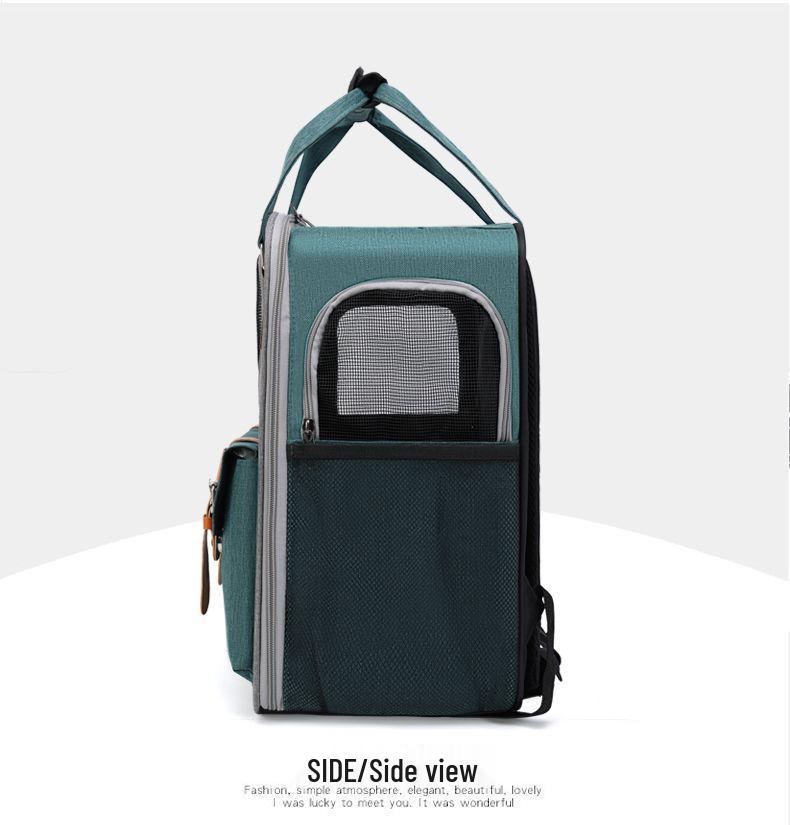 Large Capacity Portable Pet Backpack - Breathable, Foldable Double-Shoulder Bag for Cats and Dogs