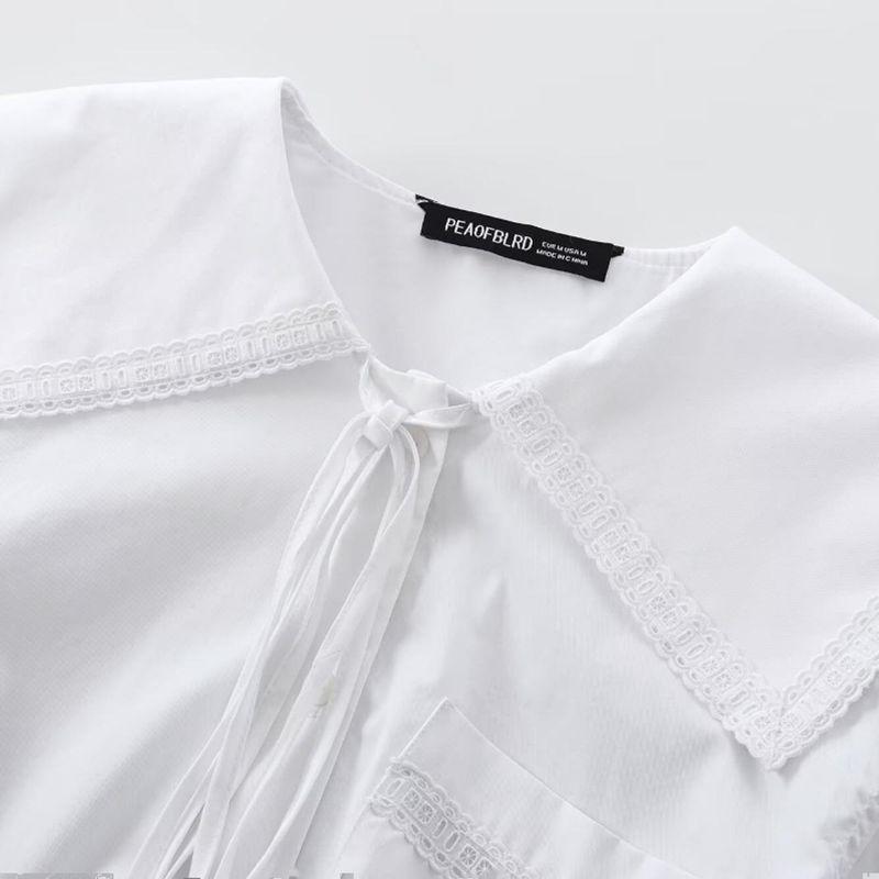 Kaslead New Arrival Women's Clothing Fashion Style Fashion Minimalist All-Match Small Round Lapel Short Shirt 8733002