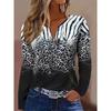 T-shirt da donna con stampa creativa, zip e maniche lunghe, traspirante, morbida e confortevole, adatta per l'abbigliamento casual tutto l'anno