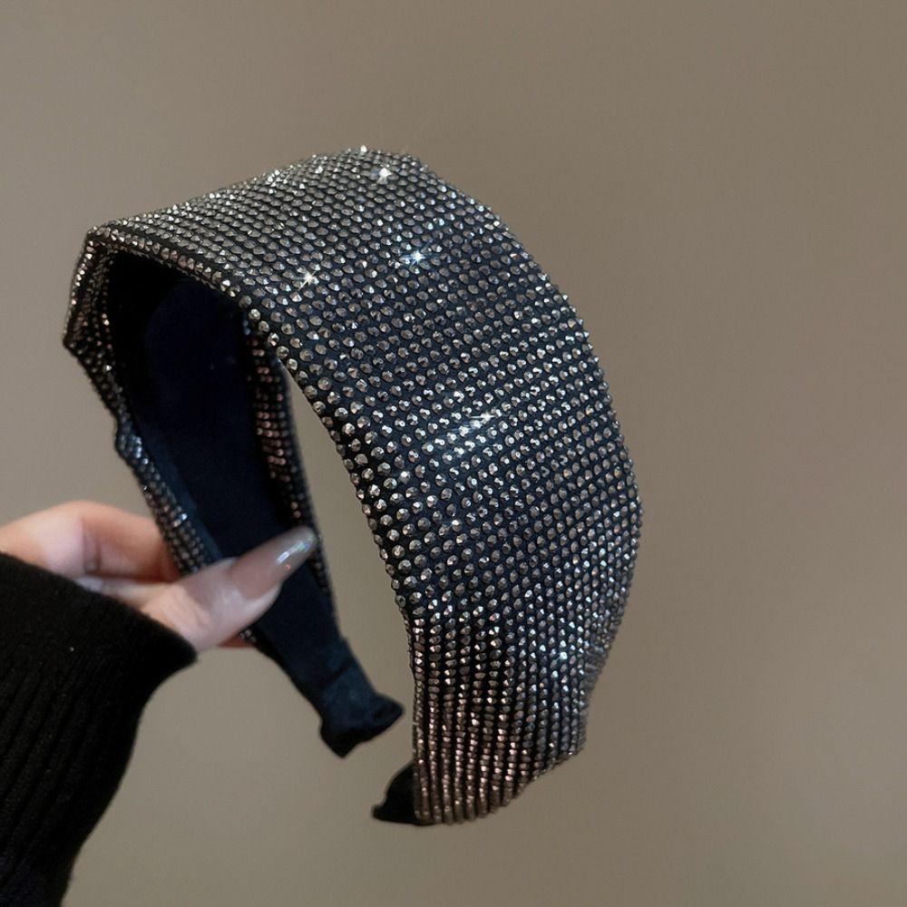 Shiny Rhinestone Headband Headwear Blingbling Hair Hoop Fashion Wide Edge Hairband  Makeup
