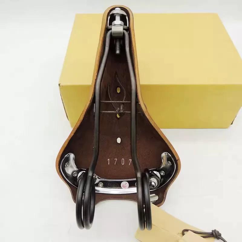 Raleigh Vintage Bicycle Saddle Thick Genuine Leather Road Mountain Bike Seat Brown